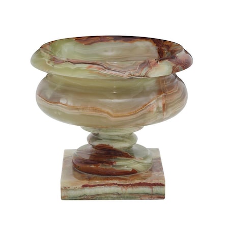 MARBLE CRAFTER Rhea Style Small Planter, Whirl Green Onyx FVP15-WG